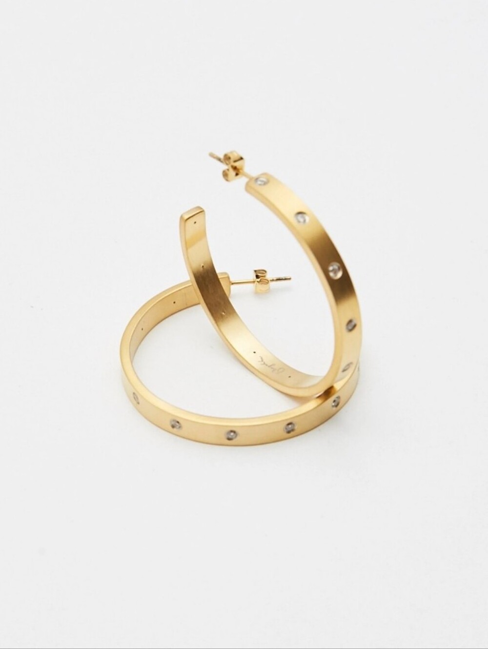 NWT "Do everything in love" 14 K Gold DIPPED Cubic Zirconia Half Hoop Earrings